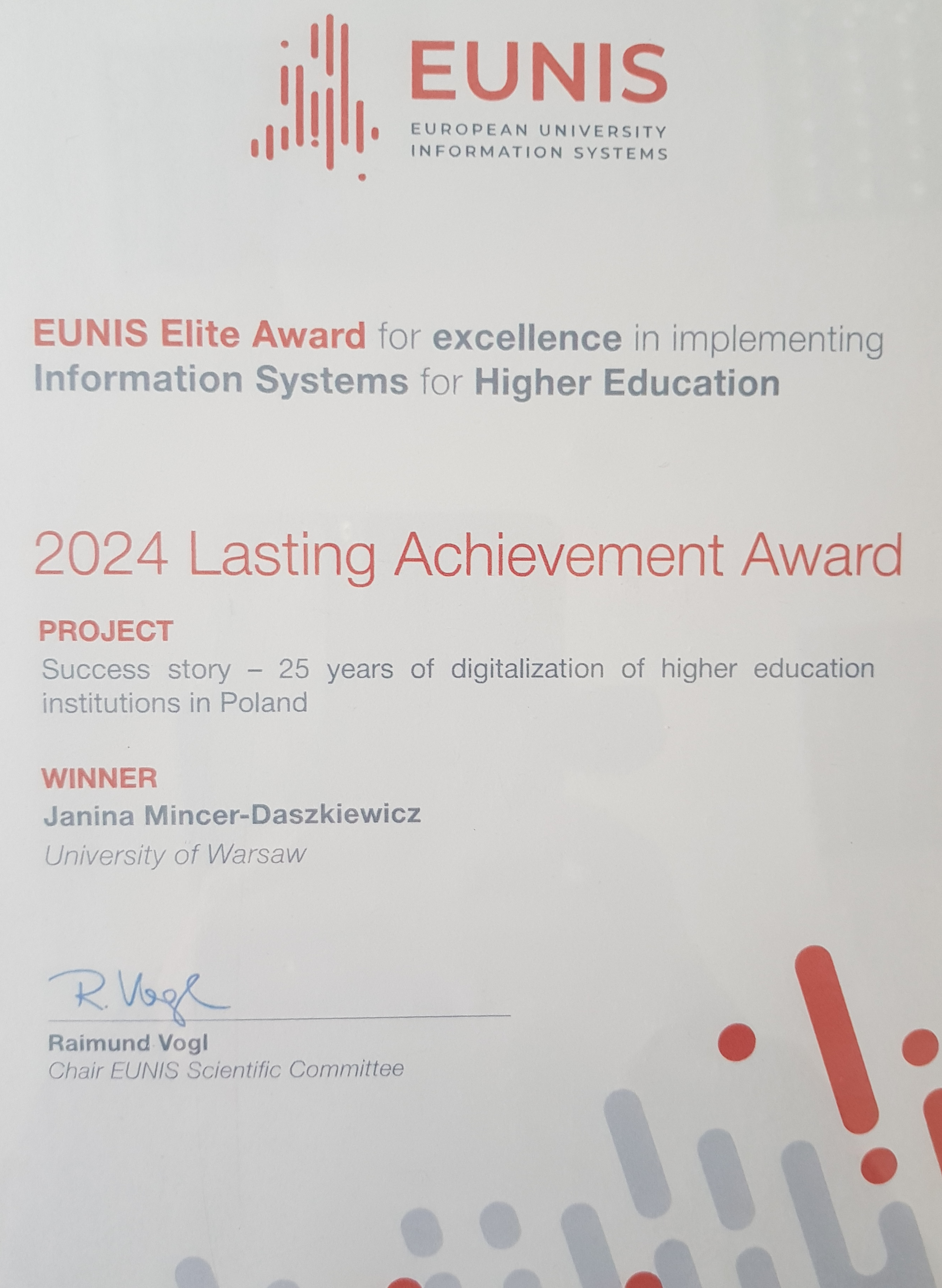 EUNIS Elite Award 2024
